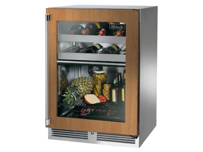 24" Perlick Indoor Signature Series Right-Hinge Dual-Zone Refrigerator/Wine Reserve in Panel Ready Glass Door - HP24CS44R