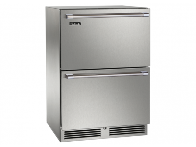 24" Perlick Indoor Signature Series Refrigerated Stainless Steel Drawers with Door Lock - HP24RS45DL