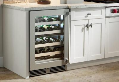 24" Perlick Indoor Signature Series Right-Hinge Dual-Zone Wine Reserve in Stainless Steel - HP24DS41RL