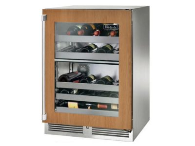 24" Perlick Indoor Signature Series Right-Hinge Dual-Zone Wine Reserve in Panel Ready Glass Door - HP24DS44RL