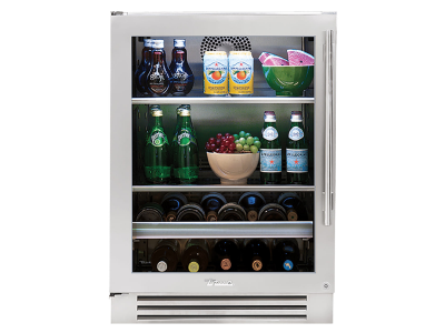 24" True Residential 5.8 Cu. Ft. Stainless Glass Left-Hinge UnderCounter Beverage Center - TBC-24-L-SG-C