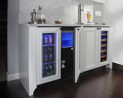 15" True Residential 3.14 Cu. Ft. Overlay Panel Left-Hinge Single Tap UnderCounter Beverage Dispenser - TUR-15BD-L-OP-C