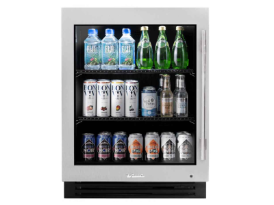 24" True Residential 5 Cu. Ft. ADA Height Stainless Glass Left-Hinge Undercounter Refrigerator - TURADA-24-LG-A-S