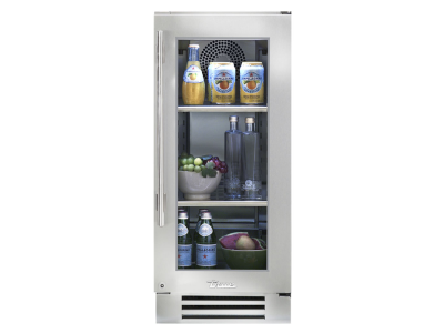 15" True Residential 3.1 Cu. Ft. Stainless Glass Right-Hinge Undercounter Refrigerator - TUR-15-R-SG-C