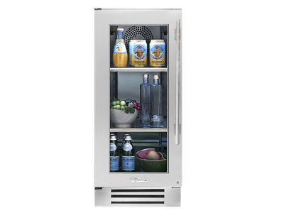 15" True Residential 3.1 Cu. Ft. Stainless Glass Left-Hinge Undercounter Refrigerator - TUR-15-L-SG-C