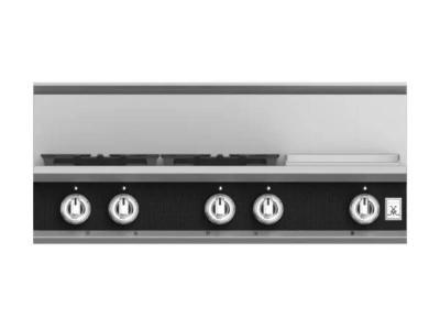 36" Hestan KRT Series 4-Burner Liquid Propane Rangetop  with 12" Griddle  - KRT364GD-LP-BK