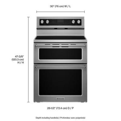 30" KitchenAid 6.7 Cu. Ft. Electric Double Oven Convection Range With 5 Elements - YKFED500ESS