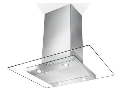 36" Faber Glassy Isola Island Hood with 600 CFM - GLASIS36SS600-B