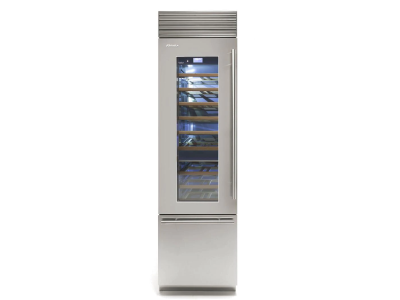 24" Fhiaba Left Hinge Wine Cellar with Bottom Freezer in Stainless Steel - FP24BWR-LGST