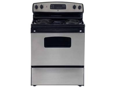 30" GE Electric Freestanding Range with Storage Drawer in Stainless Steel - JCBS250SMSS