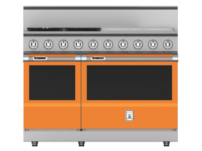 48" Hestan KRD Series Natural Gas Freestanding Dual Fuel Range with 4-Burner in Citra - KRD484GD-NG-OR