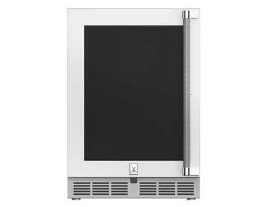 24" Hestan 5.2 Cu. Ft. GRG Series Left Hinge Outdoor UnderCounter Refrigerator with Glass Door - GRGL24-WH