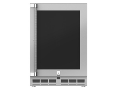 24" Hestan 5.2 Cu. Ft. GRG Series Right Hinge Outdoor UnderCounter Refrigerator with Glass Door - GRGR24