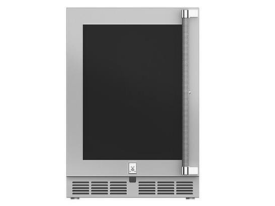 24" Hestan 5.2 Cu. Ft. GRG Series Left Hinge Outdoor UnderCounter Refrigerator with Glass Door - GRGL24