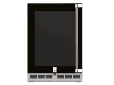 24" Hestan 5.2 Cu. Ft. GRG Series Left Hinge Outdoor UnderCounter Refrigerator with Glass Door - GRGL24-BK
