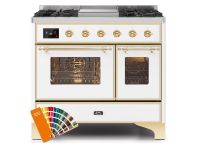 40" ILVE 3.82 Cu. Ft. Majestic II Dual Fuel Natural Gas Range in Custom RAL Color with Brass Trim - UMD10FDNS3/RALG NG