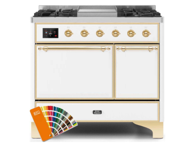 40" ILVE 3.82 Cu. Ft. Majestic II Dual Fuel Natural Gas Range in Custom RAL Color with Brass Trim - UMD10FDQNS3/RALG NG