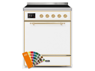 30" ILVE 4 Cu. Ft. Majestic II Electric Freestanding Range in Custom RAL Color with Brass Trim - UMI30QNE3/RALG