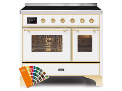 40" ILVE 3.82 Cu. Ft. Majestic II Electric Freestanding Range in Custom RAL Color with Brass Trim - UMDI10NS3/RALG