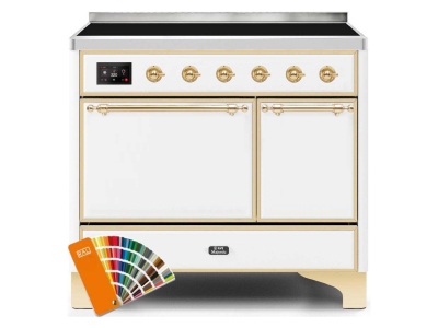 40" ILVE 3.82 Cu. Ft. Majestic II Electric Freestanding Range in Custom RAL Color with Brass Trim - UMDI10QNS3/RALG