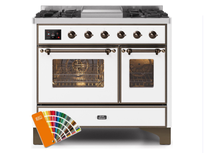 40" ILVE 3.82 Cu. Ft. Majestic II Dual Fuel Natural Gas Range in Custom RAL Color with Bronze Trim - UMD10FDNS3/RALB NG