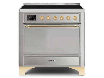 36" ILVE 3.5 Cu. Ft. Majestic II Electric Freestanding Range in Stainless Steel with Brass Trim - UMI09QNS3/SSG