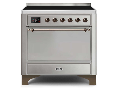 36" ILVE 3.5 Cu. Ft. Majestic II Electric Freestanding Range in Stainless Steel with Bronze Trim - UMI09QNS3/SSB
