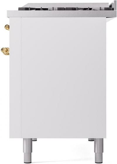 48" ILVE Nostalgie II Dual Fuel Liquid Propane Freestanding Range in White with Brass Trim - UP48FNMP/WHG LP