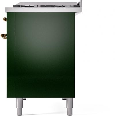 48" ILVE Nostalgie II Dual Fuel Liquid Propane Freestanding Range in Emerald Green with Brass Trim - UP48FNMP/EGG LP