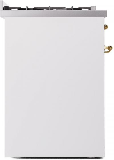 30" ILVE Nostalgie II Dual Fuel Natural Gas Freestanding Range in White with Brass Trim - UP30NMP/WHG NG