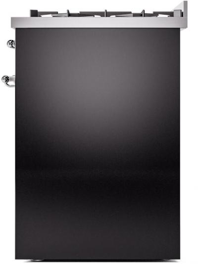 30" ILVE Nostalgie II Dual Fuel Natural Gas Freestanding Range in Glossy Black with Chrome Trim - UP30NMP/BKC NG