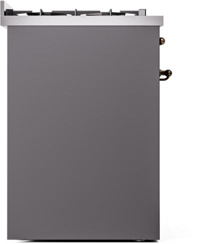 30" ILVE Nostalgie II Dual Fuel Natural Gas Freestanding Range in Matte Graphite with Bronze Trim - UP30NMP/MGB NG