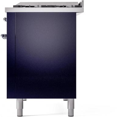 48" ILVE Nostalgie II Dual Fuel Natural Gas Freestanding Range in Blue with Chrome Trim - UP48FNMP/MBC NG