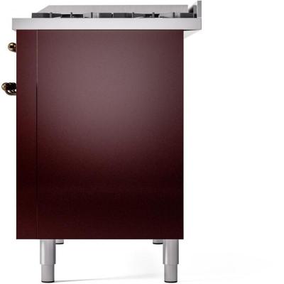 48" ILVE Nostalgie II Dual Fuel Liquid Propane Freestanding Range in Burgundy with Bronze Trim - UP48FNMP/BUB LP