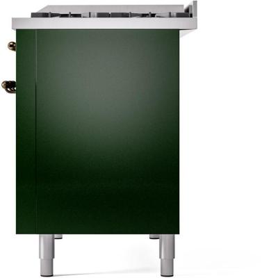 48" ILVE Nostalgie II Dual Fuel Liquid Propane Freestanding Range in Emerald Green with Bronze Trim - UP48FNMP/EGB LP