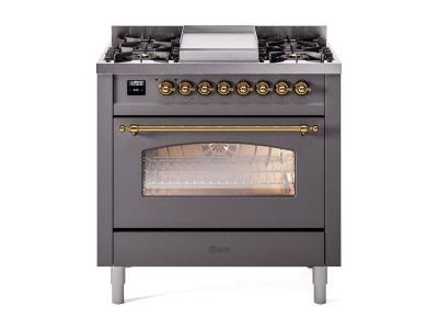 36" ILVE Professional Plus II Dual Fuel Natural Gas Freestanding Range with Chrome Trim - UP36FNMP/MGC NG