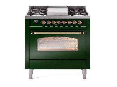 36" ILVE Professional Plus II Dual Fuel Natural Gas Freestanding Range with Chrome Trim - UP36FNMP/EGC NG