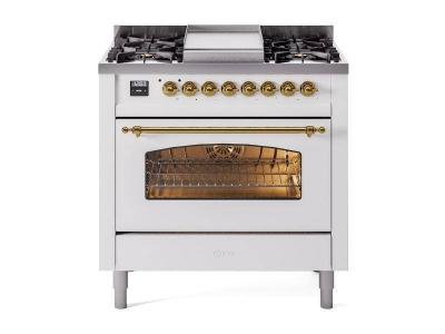 36" ILVE Professional Plus II Dual Fuel Natural Gas Freestanding Range with Chrome Trim - UP36FNMP/WHC NG