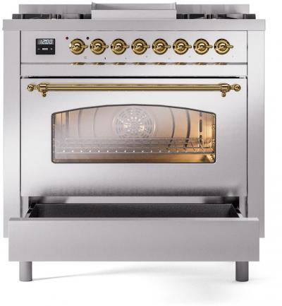 36" ILVE Professional Plus II Dual Fuel Liquid Propane Freestanding Range with Chrome Trim - UP36FNMP/SSC LP