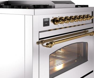 36" ILVE Professional Plus II Dual Fuel Natural Gas Freestanding Range with Brass Trim - UP36FNMP/SSG NG