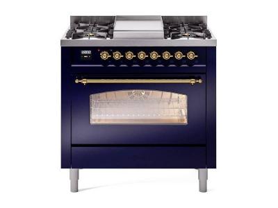 36" ILVE Professional Plus II Dual Fuel Natural Gas Freestanding Range with Brass Trim - UP36FNMP/MBG NG