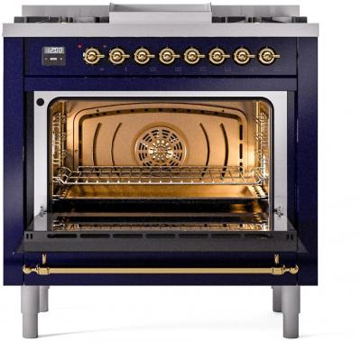 36" ILVE Professional Plus II Dual Fuel Liquid Propane Freestanding Range with Brass Trim - UP36FNMP/MBG LP