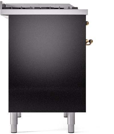 40" ILVE Nostalgie II Dual Fuel Liquid Propane Freestanding Range in Glossy Black with Brass Trim - UPD40FNMP/BKG LP