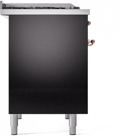 40" ILVE Nostalgie II Dual Fuel Liquid Propane Freestanding Range in Glossy Black with Copper Trim - UPD40FNMP/BKP LP