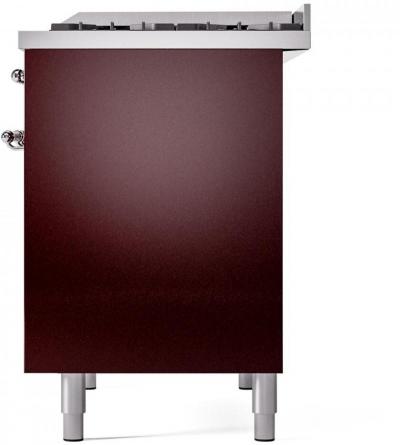 40" ILVE Nostalgie II Dual Fuel Liquid Propane Freestanding Range in Burgundy with Chrome Trim - UPD40FNMP/BUC LP