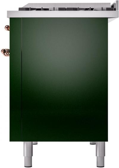 48" ILVE Nostalgie II Dual Fuel Liquid Propane Freestanding Range in Emerald Green with Copper Trim - UP48FNMP/EGP LP