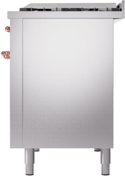 48" ILVE Nostalgie II Dual Fuel Natural Gas Freestanding Range in Stainless Steel with Copper Trim - UP48FNMP/SSP NG