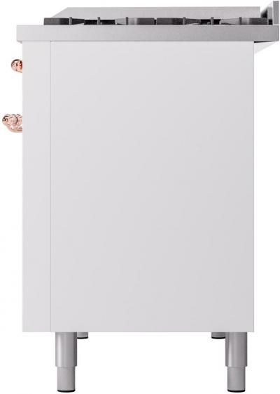 48" ILVE Nostalgie II Dual Fuel Natural Gas Freestanding Range in White with Copper Trim - UP48FNMP/WHP NG