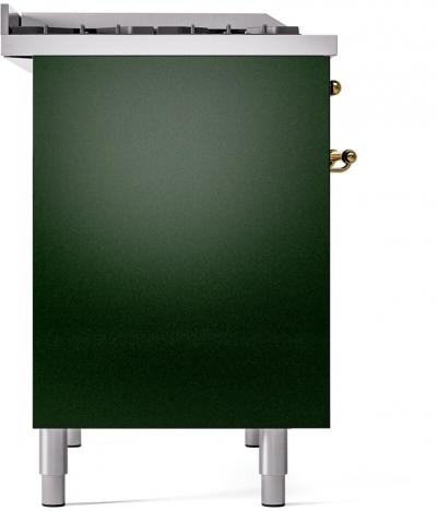 40" ILVE Nostalgie II Dual Fuel Liquid Propane Freestanding Range in Emerald Green with Brass Trim - UPD40FNMP/EGG LP