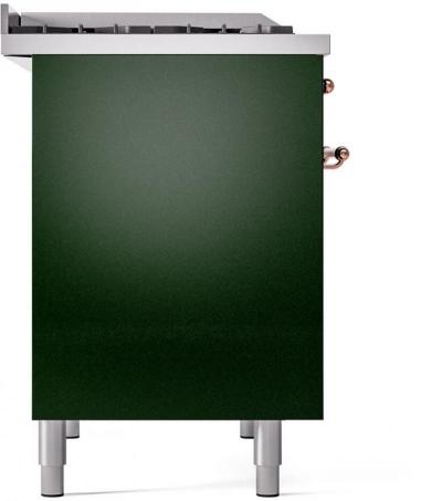 40" ILVE Nostalgie II Dual Fuel Liquid Propane Freestanding Range in Emerald Green with Copper Trim - UPD40FNMP/EGP LP